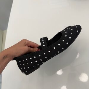 MIA Black Flats with Silver Studs